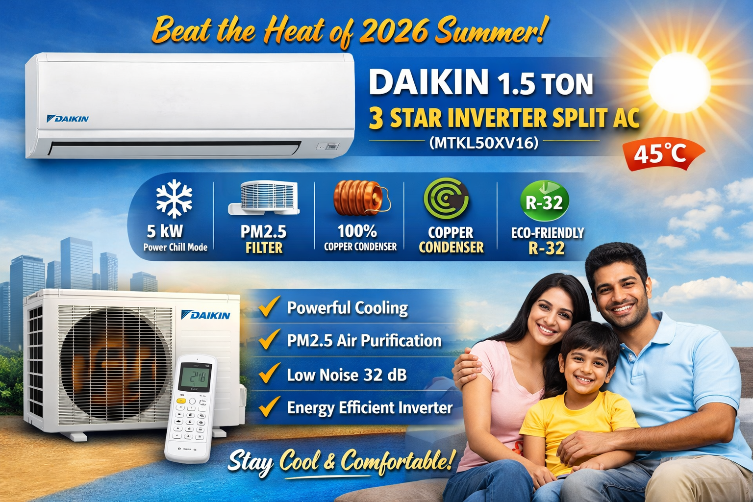 Daikin 1.5 Ton 3 Star Inverter Split AC